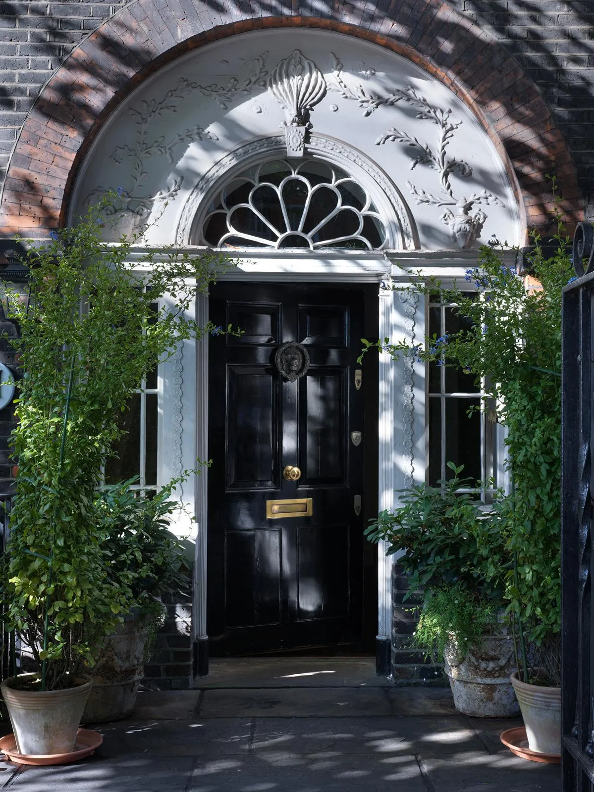 Georgian front door with fanlight and stone doorcase