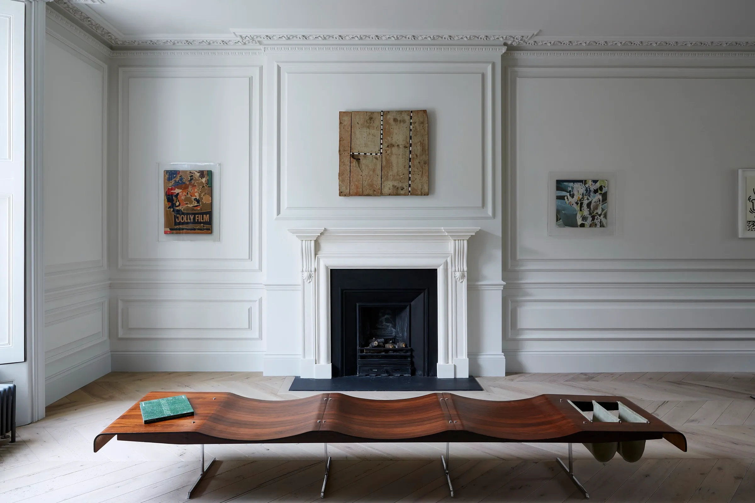 Panelled room with period fireplace and cornicing