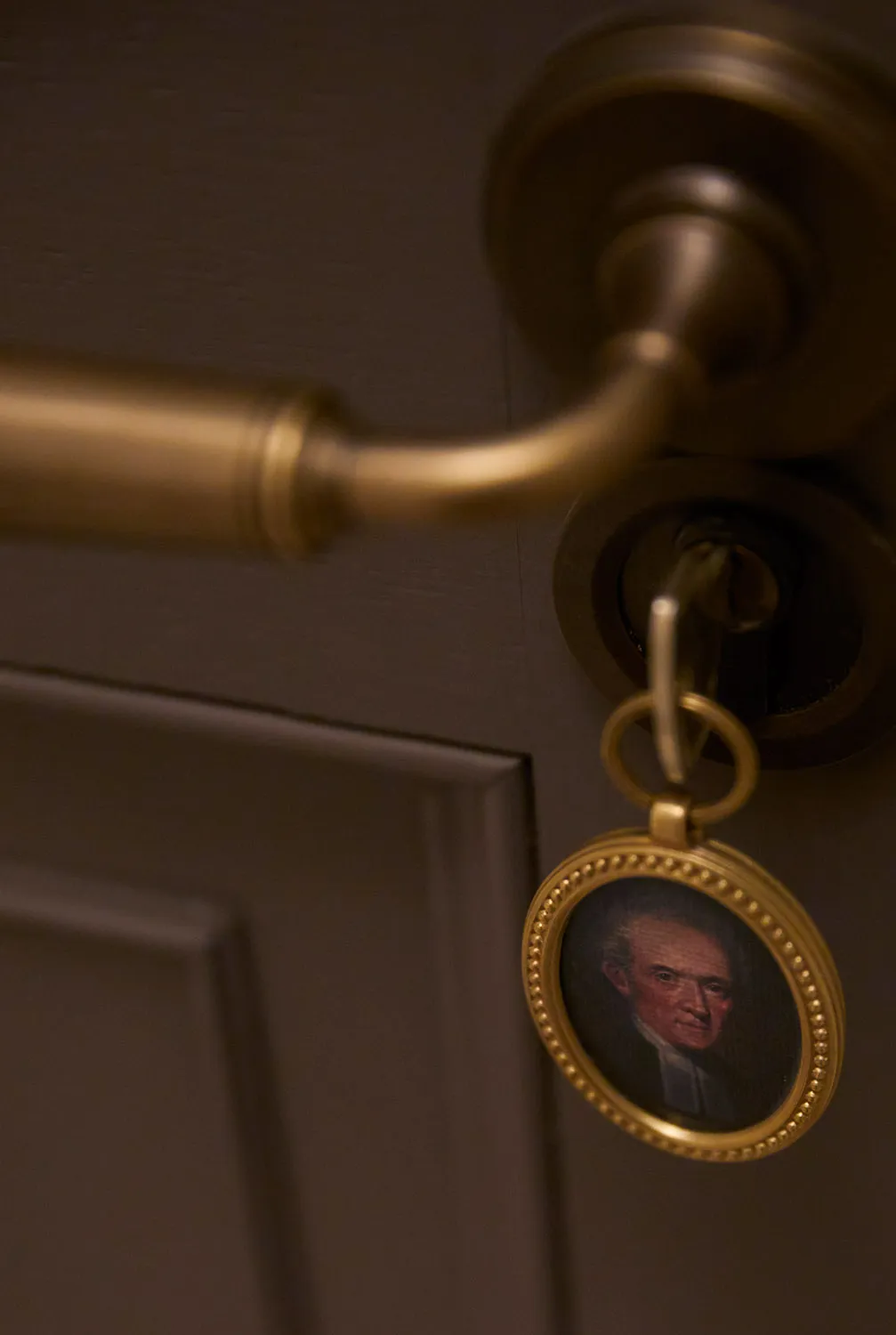 Brass door handle and key detail